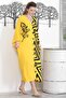 Yellow V-Neck 3/4 Sleeve Buttoned Hidden Pocket Embroidered Printed Casual Oversize Woven Dress - 3