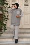 Women's Hijab Clothing Tunic Suit with Hood and Front Half Zipper Stripes 2 Thread Pantalon - 9