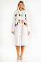 White Shirt Collar Long Sleeve Patterned Button Pocket Tassel Embroidered Wide Cut Woven Dress - 6