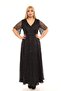 Women's Black Sequined Evening Dress - 5
