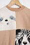 Mink Color Boy's Sweatshirt with Sloth Animal Figure - 3
