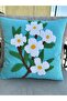 Punnch Panch Spring Flower Handmade Panch Cushion Cover Turquoise Color 43X43