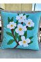 Punnch Panch Spring Flower Handmade Panch Cushion Cover Turquoise Color 43X43 - 5