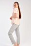 Women's Salmon Short Patterned Crew Neck Oval Skirt Single Jersey Pajama Set - 3