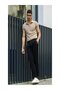 100% Knitwear Black Classic Casual Regular Fit Draped Knitted Polo Neck T-Shirt