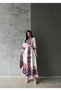 Atlas fabric flower print detailed long design dress with belt - 4