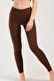 Women's Double Stone Embroidered Shaded Thin Soft Fabric Brown Thermal Bottom C1T5N1O504