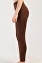 Women's Double Stone Embroidered Shaded Thin Soft Fabric Brown Thermal Bottom C1T5N1O504 - 2