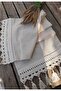Hand Knitted Marome Linen Fabric Runner 35x150 (Color CREAM) - 2