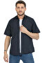 Men's Navy Blue Double Pocket Short Sleeve Striped Cotton Summer Shirt