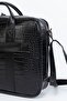 Deridense Unisex MacBook Organizer Laptop Briefcase 15.6" & 16" Inch Black Crocodile - 5