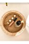 Wooden Beaded Wicker Natural Raffia Tray, Decorative Tray, Decor Tray for Bathroom, Home, Table 25 Cm Diameter - 3