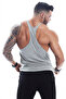 Basic Gym Fitness Stringer Tank Top Sports Tank Top Gray - 2