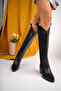 Tan Leather Western Style Knee High Long Women's Boots