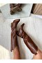 Tan Leather Western Style Knee High Long Women's Boots