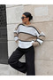 بلوزة نسائية مخططة كبيرة الحجم من Dier Moda - 4