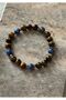 Men's Natural Stone Bracelet Tiger's Eye, Lapis, Hematite Stone - 3