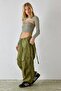Vintage Khaki Fringed Cargo Pants