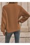 Women's Balloon Sleeve Patterned Knitwear Knitted Camel Sweater - 4