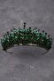 Crystal Stone Bead Embellished Bridal Henna Wedding Crown Green