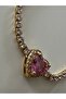 Non-Tarnish Steel Zircon Pink Heart Waterway Bracelet - 2
