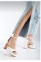 Heeled Platform Evening Dress Shoes in White Skin Tone - 2