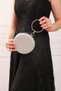 Women's Silver Glitter Round Women's Evening Dress Clutch Portfolio Bag - 6