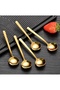 6Pcs Luxury Stainless Steel Spoon Gold Long Handle Round Dessert Spoon Coffee Ice Cream Espresso Spoon - 3