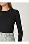 Women's Crew Neck Long Sleeve Lycra Black Body - 3