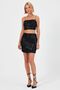 Sequin and Flexible Fabric Lined Crop Bustier with String Straps - Black - 3