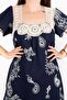 Lace Sile Cloth Navy Blue Dress - 2