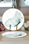 2-Piece White Floor Blue Butterfly Motif Digital Printed Modern Round Plate & Placemat - 3