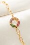 Women's Colorful Stone Detailed Ring Model Chain Bracelet - 3