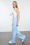 Blue Wide Leg Thin Knitted Sports Sweatpants Twoaw22Ea0053 - 2