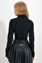 Black High Neck Finger-Loop Knitwear Blouse Alc-X12710 - 5