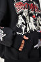 Women's Black Printed Hooded Knitted Sweatshirt Vn00013 - 7
