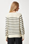 Women's Cream Black Buttoned Collar Knitwear Sweater LX00040 - 7