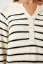 Women's Cream Black Buttoned Collar Knitwear Sweater LX00040 - 6