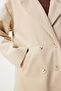 Women's Beige Double-Breasted Collared Cashmere Coat Dd01337 - 6