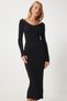 Women's Black Ribbed Blouse Knitwear Skirt Suit Fn03362 - 3