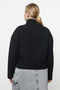 Siyah Selanik/Triko Görünümlü Fermuarlı Yaka Regular/Normal Kalıp Örme Sweatshirt TBBAW23AO00006 - 5