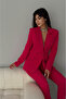 Dark Fuchsia Carrot Pants and Double Breasted Blazer Suit - 3