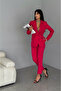 Dark Fuchsia Carrot Pants and Double Breasted Blazer Suit