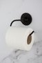 Black Round Ring Towel Holder Open Toilet Roll Holder Adhesive Set of 2 Bathroom Accessories - 5