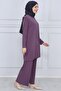 Women's Dried Rose Trousers Hijab Tunic Pleated Sandy Double Set 5219 - 3