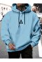 Blue - Triangular Print Hooded Oversized Sweatshirt