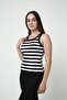 Black and White Striped Halter Collar Women's Tank Top - Daily Use, Comfortable and Stylish - 2