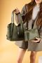 Women's Khaki Zippered Two-Piece Crisscross Straps Hand Shoulder Bag