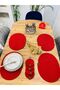 Jute Straw American Style Oval Serving Tray and Cup Holder Set of 8 - 2