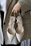 Pure Matte Leather Pointed Toe Short Block Heeled Women's Shoes - 4